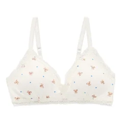 Arizona Body Cotton Pointelle with Lace Trim Bralette