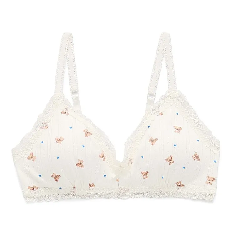 Arizona Body Cotton Pointelle with Lace Trim Bralette