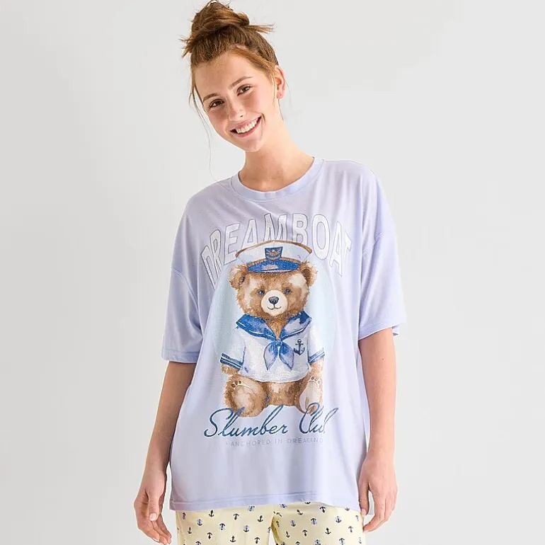Arizona Body Womens Crew Neck Short Sleeve Juniors Pajama Top