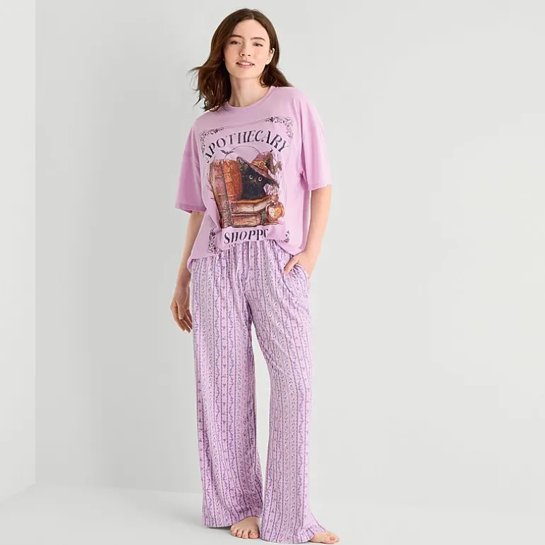 Arizona Body Womens Crew Neck Short Sleeve Juniors Pajama Top
