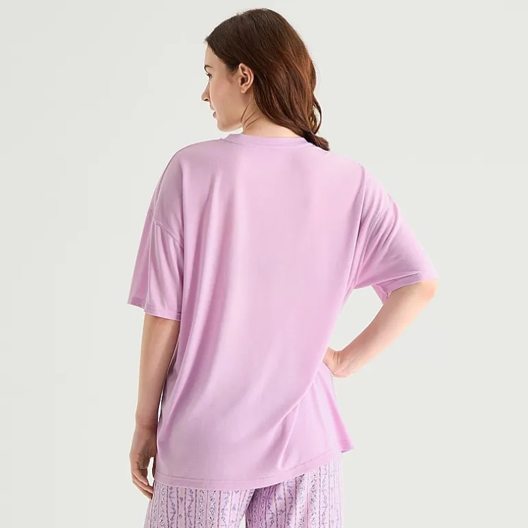 Arizona Body Womens Crew Neck Short Sleeve Juniors Pajama Top