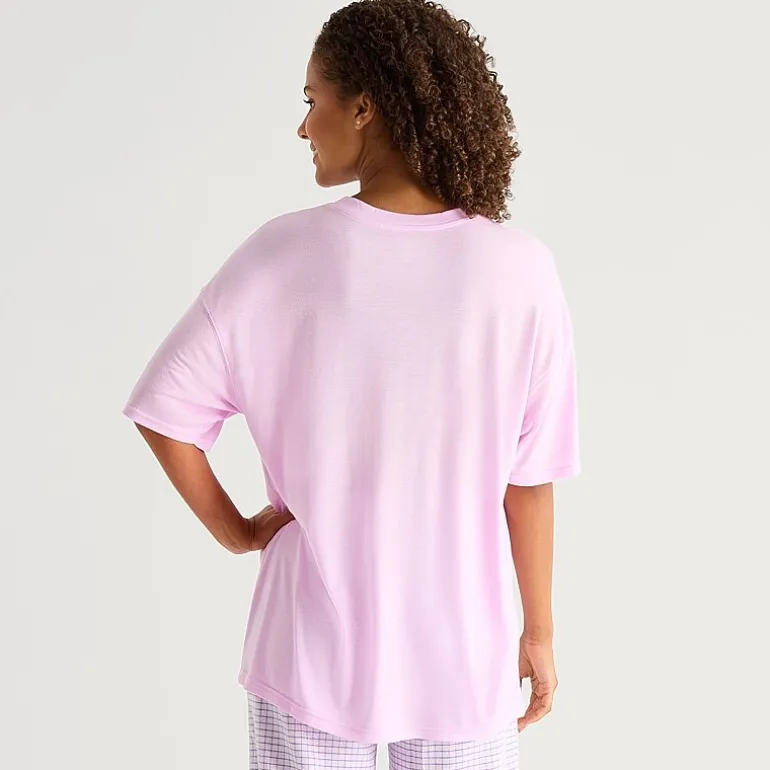Arizona Body Womens Round Neck Short Sleeve Juniors Pajama Top
