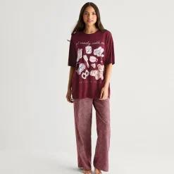 Arizona Body Womens Round Neck Short Sleeve Juniors Pajama Top