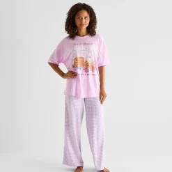 Arizona Body Womens Round Neck Short Sleeve Juniors Pajama Top
