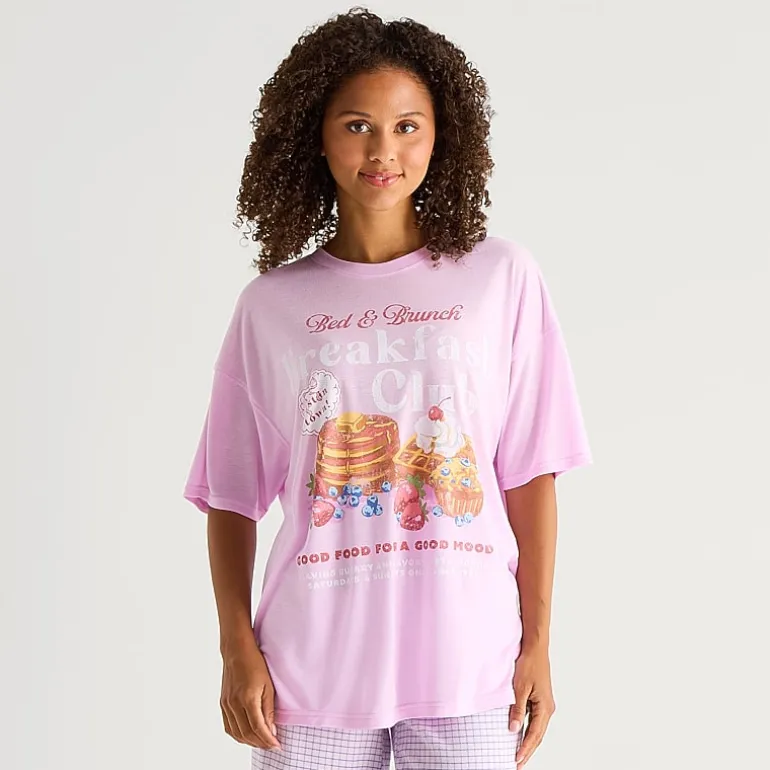 Arizona Body Womens Round Neck Short Sleeve Juniors Pajama Top