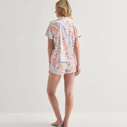 Arizona Body Womens Satin Short Sleeve 2-pc. Juniors Pajama Set