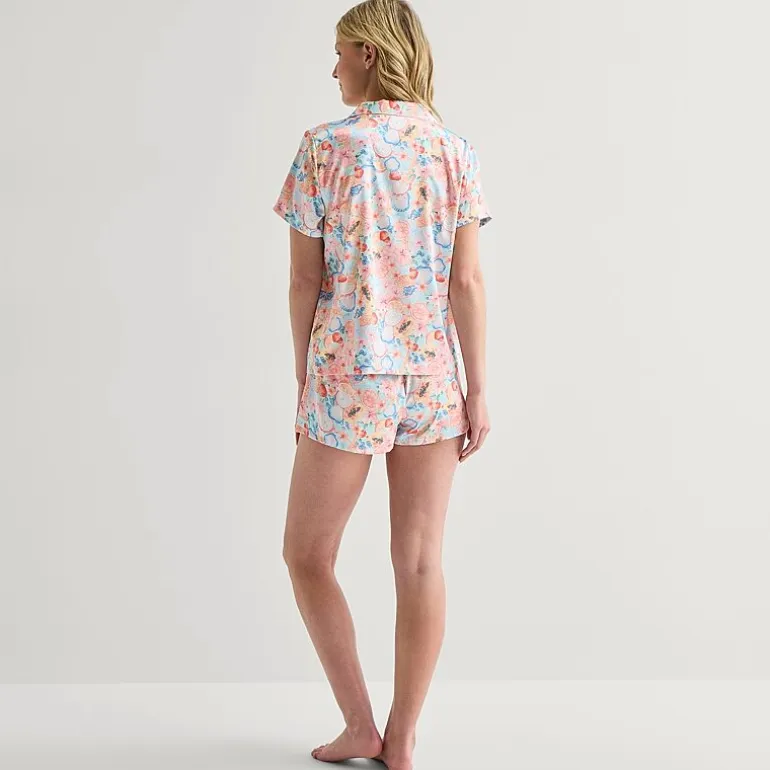 Arizona Body Womens Satin Short Sleeve 2-pc. Juniors Pajama Set