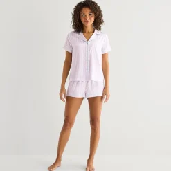 Arizona Body Womens Satin Short Sleeve 2-pc. Juniors Pajama Set