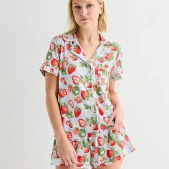Arizona Body Womens Short Sleeve 2-pc. Juniors Pajama Set
