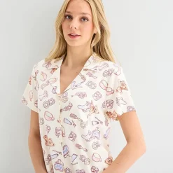 Arizona Body Womens V-Neck Short Sleeve 2-pc. Juniors Pajama Set