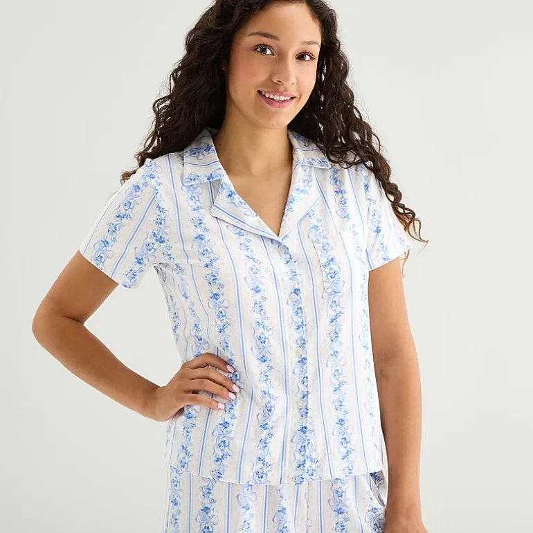 Arizona Body Womens V-Neck Short Sleeve 2-pc. Juniors Pajama Set