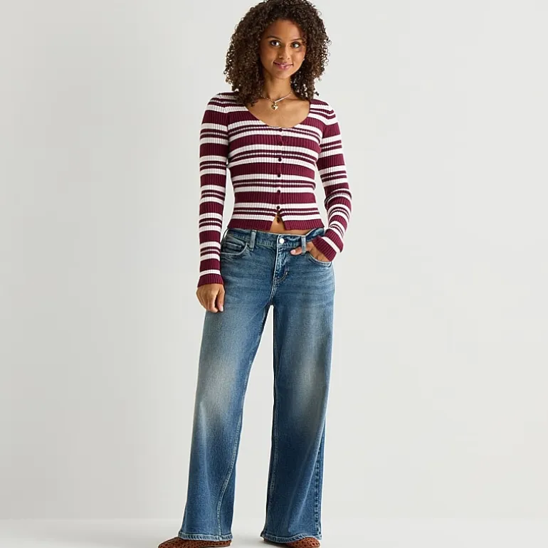 Arizona Curvy Womens Juniors Plus Low Rise Baggy Fit Jean