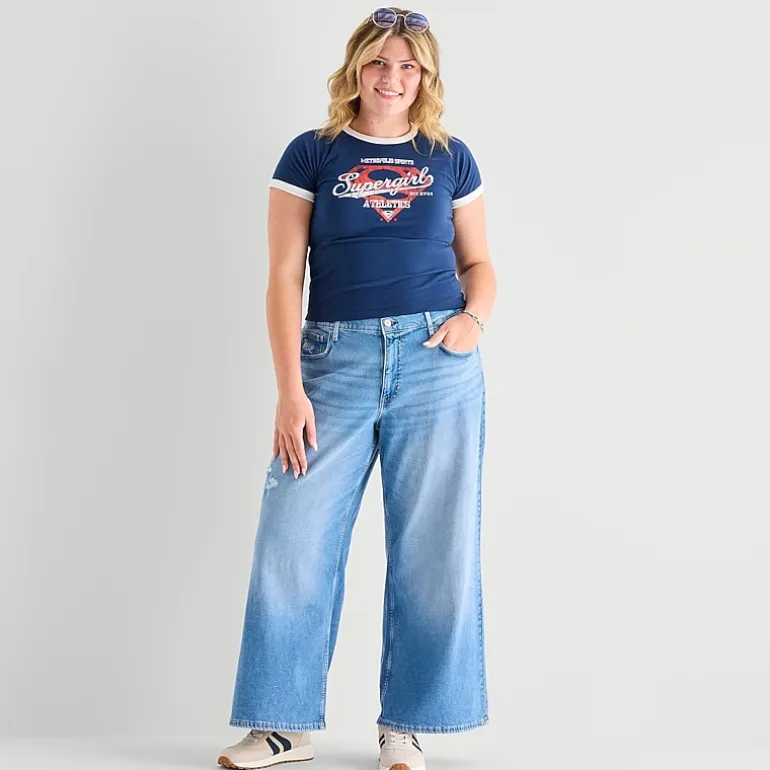 Arizona Curvy Womens Juniors Plus Low Rise Baggy Fit Jean