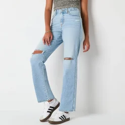 Arizona Curvy Womens Juniors High Rise Straight Leg Jean