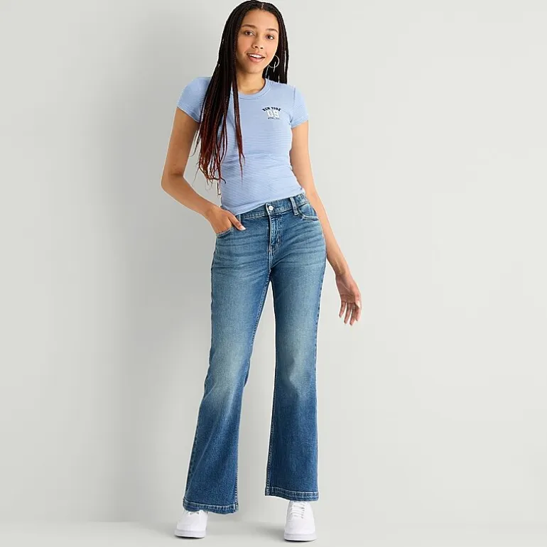 Arizona Curvy Womens Juniors High Rise Bootcut Jean