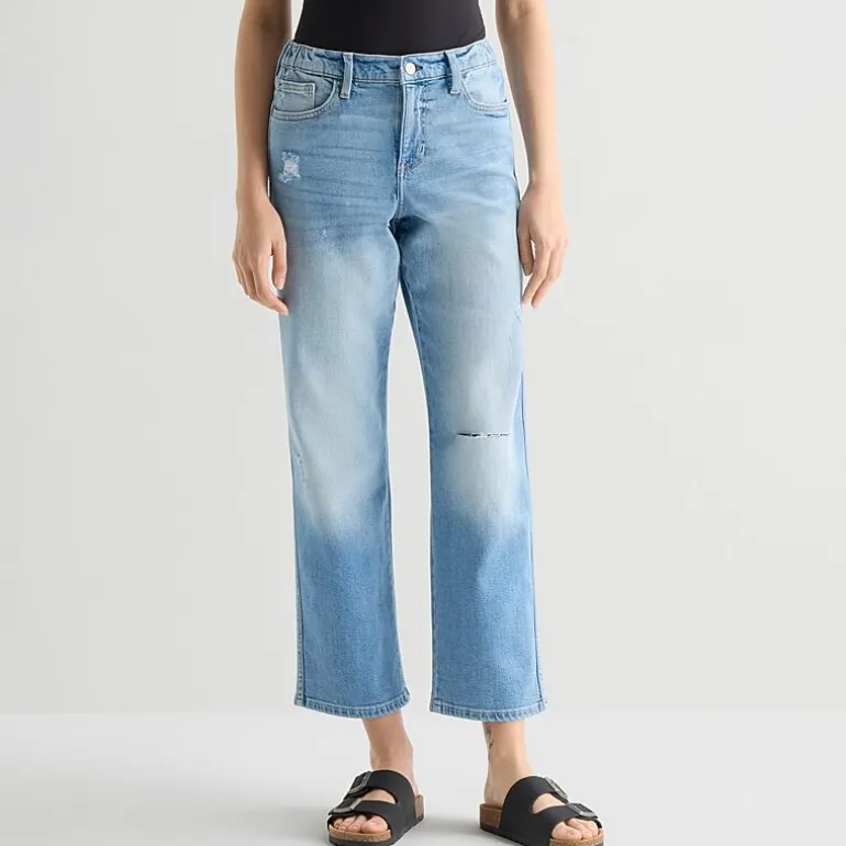 Arizona Curvy Womens Juniors Short High Rise Straight Leg Jean