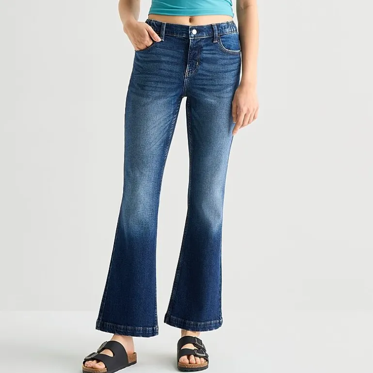 Arizona Curvy Womens Juniors Short High Rise Bootcut Jean