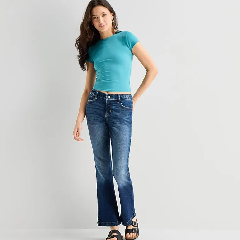 Arizona Curvy Womens Juniors Short High Rise Bootcut Jean