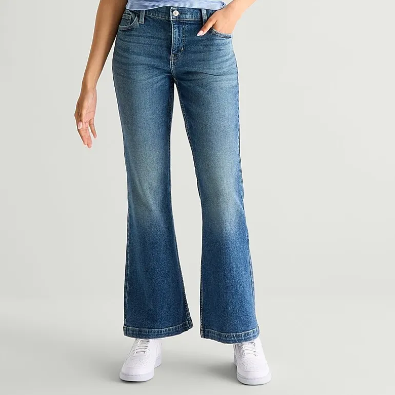 Arizona Curvy Womens Juniors Short High Rise Bootcut Jean