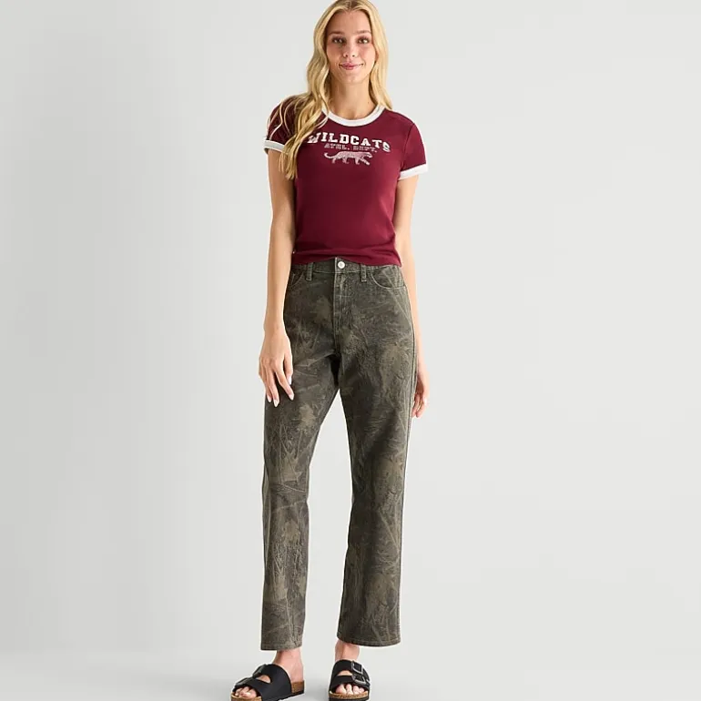 Arizona Curvy Womens Juniors Low Rise Straight Leg Jean