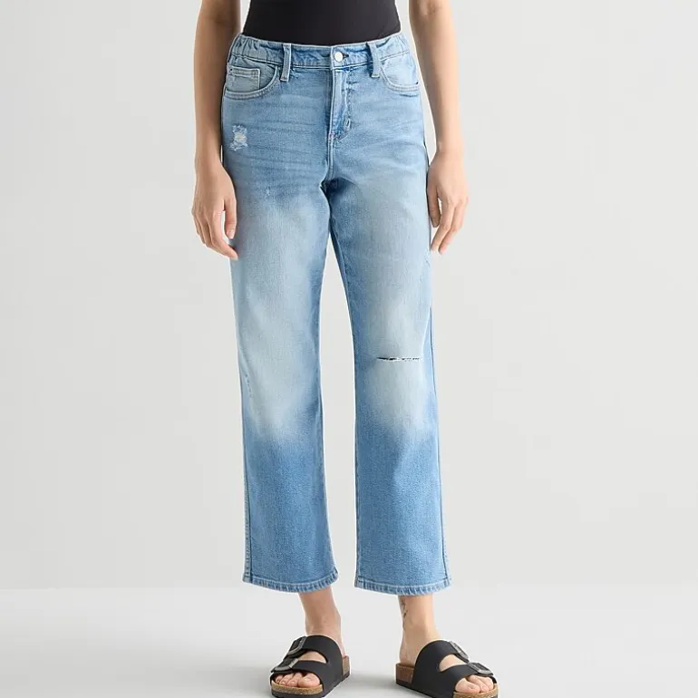 Arizona Curvy Womens Juniors Low Rise Straight Leg Jean