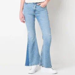 Arizona Curvy Womens Juniors High Rise Flare Leg Jean