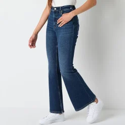 Arizona Curvy Womens Juniors Short High Rise Flare Leg Jean