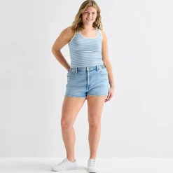 Arizona Curvy Womens 2 1/2" Mid Rise Juniors Plus Denim Short