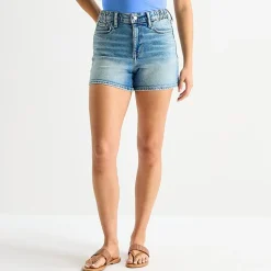 Arizona Curvy Womens 4" Mid Rise Juniors Denim Short