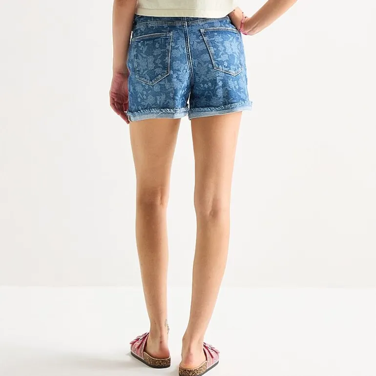 Arizona Curvy Womens 4" Mid Rise Juniors Denim Short