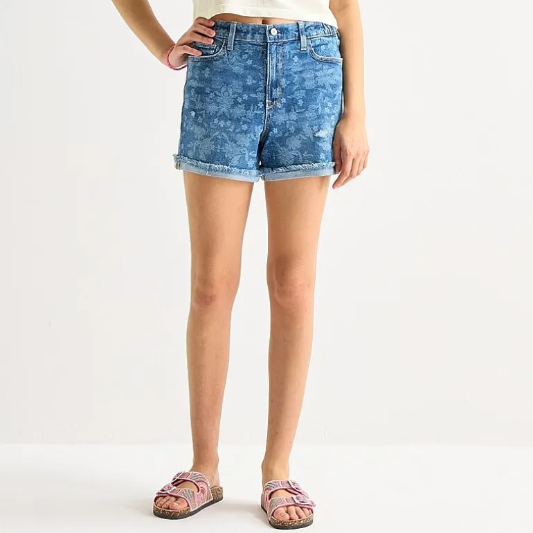 Arizona Curvy Womens 4" Mid Rise Juniors Denim Short