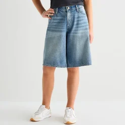 Arizona Curvy Womens 12" Mid Rise Juniors Denim Short