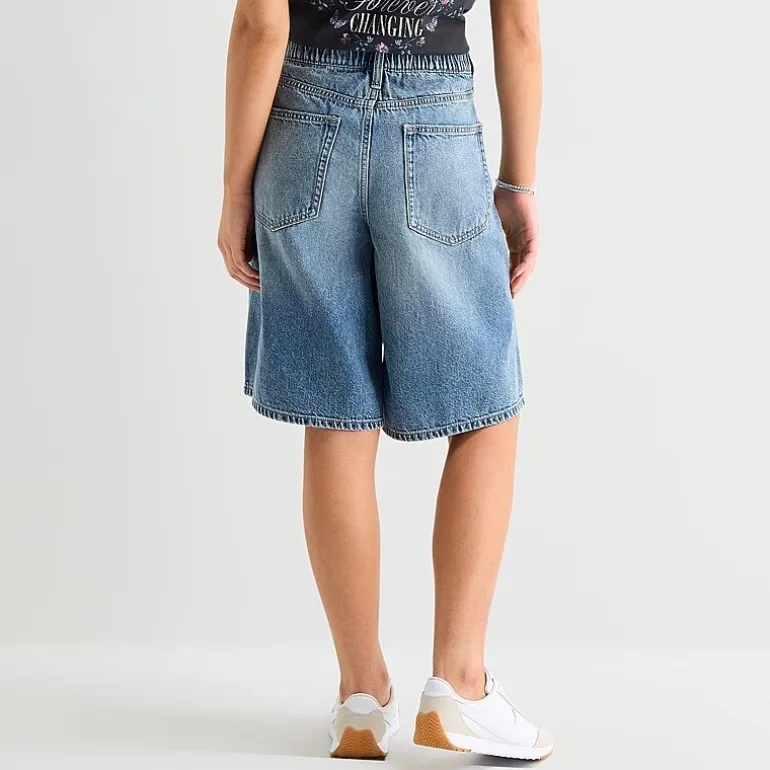 Arizona Curvy Womens 12" Mid Rise Juniors Denim Short