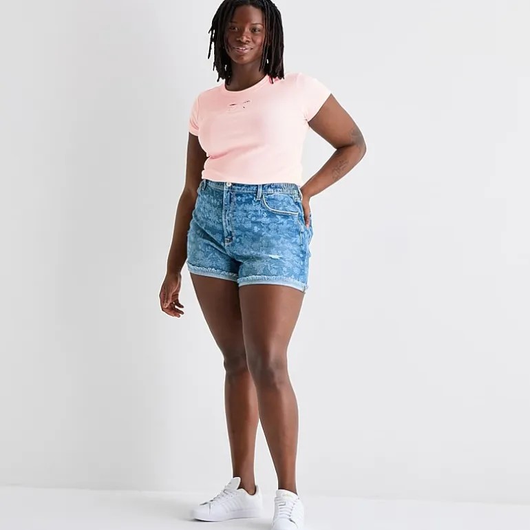Arizona Curvy Womens 4" Mid Rise Juniors Plus Denim Short