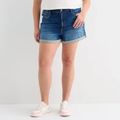 Arizona Curvy Womens 4" Mid Rise Juniors Plus Denim Short