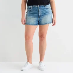 Arizona Curvy Womens 4" Mid Rise Juniors Plus Denim Short