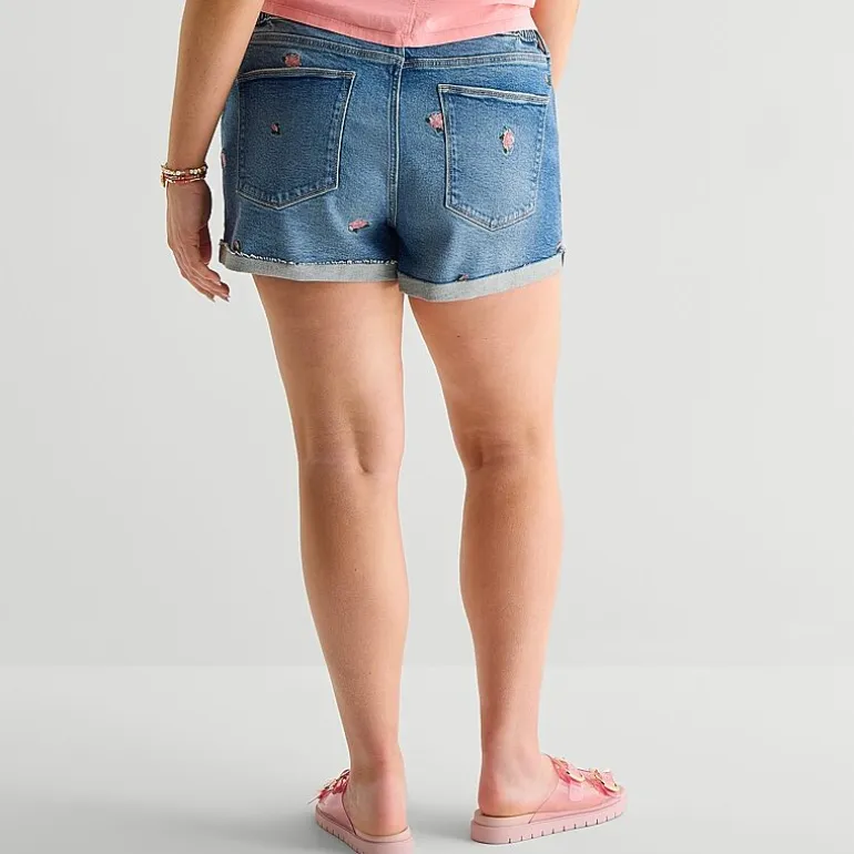 Arizona Curvy Womens 2 1/2" Mid Rise Juniors Plus Denim Short