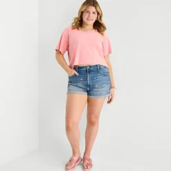 Arizona Curvy Womens 2 1/2" Mid Rise Juniors Plus Denim Short