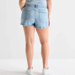 Arizona Curvy Womens 2 1/2" Mid Rise Juniors Plus Denim Short