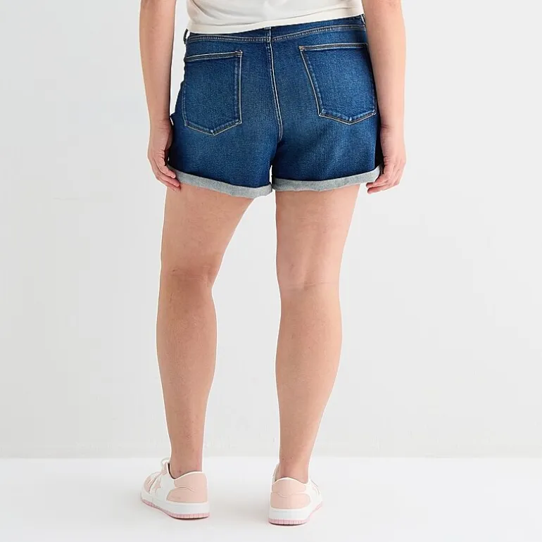 Arizona Curvy Womens 4" Mid Rise Juniors Plus Denim Short