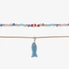 Arizona Gold Tone Fish Womens 16 Inch Beaded Necklace
