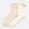 Arizona Lettuce Edge Backseam Bow Womens 2 Pair Quarter Ankle Socks