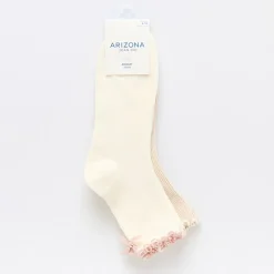 Arizona Lettuce Edge Backseam Bow Womens 2 Pair Quarter Ankle Socks