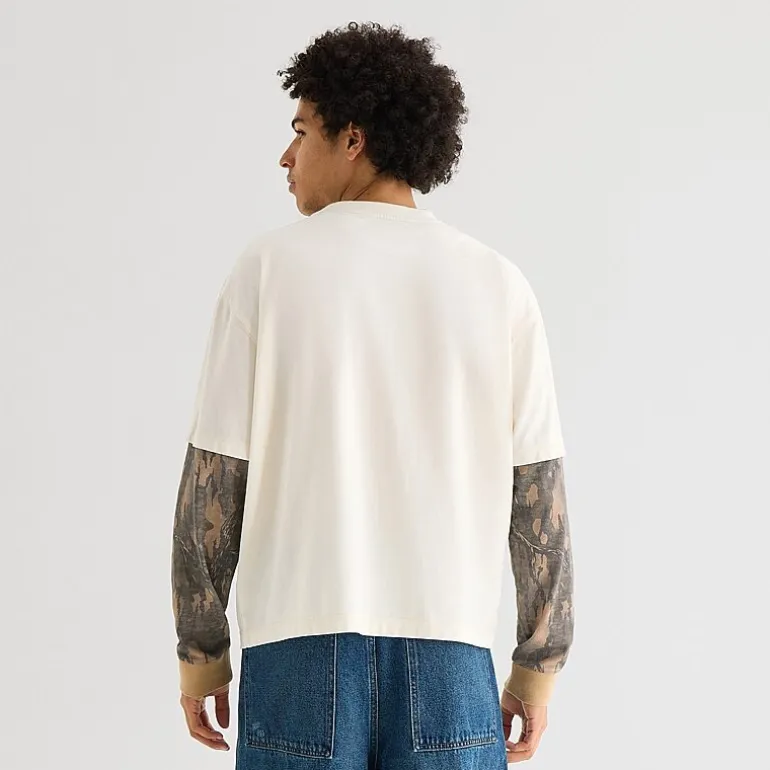 Arizona Mens Crew Neck Long Sleeve Twofer Graphic Shirt