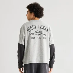 Arizona Mens Crew Neck Long Sleeve Twofer Graphic Shirt