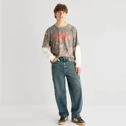 Arizona Mens Crew Neck Long Sleeve Twofer Graphic Shirt