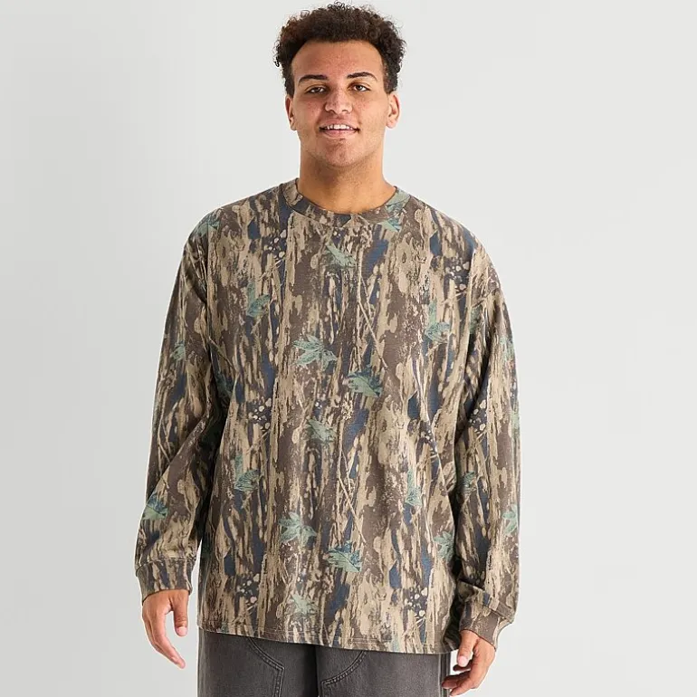 Arizona Mens Crew Neck Long Sleeve Big and Tall T-Shirt