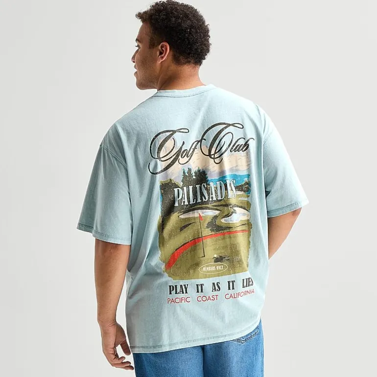 Arizona Mens Crew Neck Short Sleeve Boxy Fit Big and Tall Graphic T-Shirt