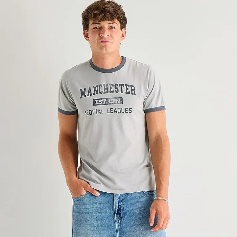 Arizona Mens Crew Neck Short Sleeve Slim Fit Graphic T-Shirt