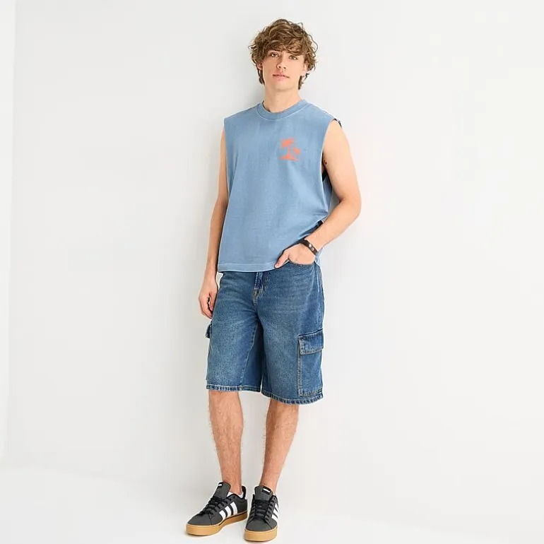 Arizona Mens Crew Neck Sleeveless Muscle T-Shirt